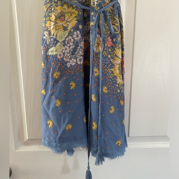 Vintage Free People Flowy Blue Floral Summer M Dress - Picture 5 of 6